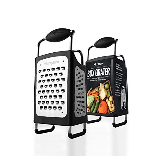 Microplane Four Sided Stainless Steel Ultra-Sharp Multi-Purpose Box Grater - Slicer, Fine, Ribbon, and Extra Coarse Blade Styles