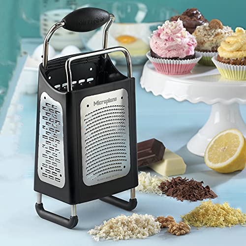 Microplane Four Sided Stainless Steel Ultra-Sharp Multi-Purpose Box Grater - Slicer, Fine, Ribbon, and Extra Coarse Blade Styles