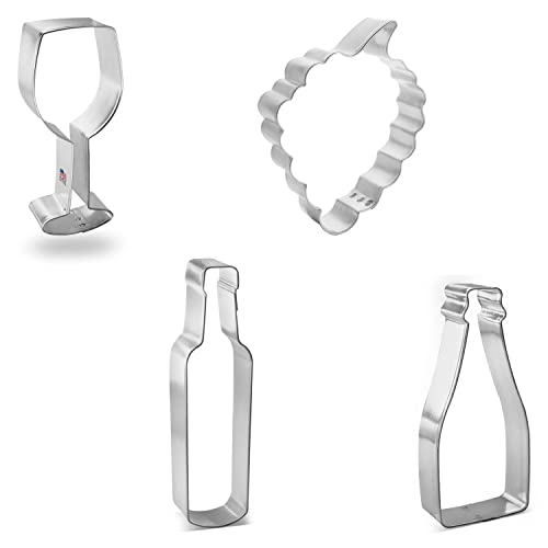 Foose Cookie Cutters Wine Tasting Cookie Cutter 4 Pc Set, 4-5 in, Grapes, Tin Plate Steel, USA