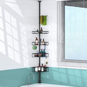 Kadolina 2 Pack Corner Shower Caddy Shelf, Corner Shower Caddy Tension Pole, 4 Tier Adjustable Shower Shelves