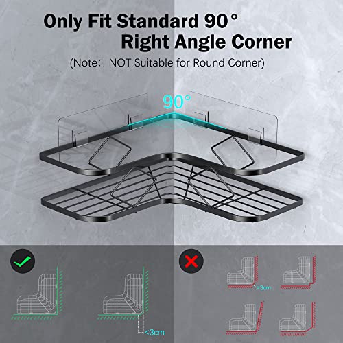 Kadolina 2 Pack Corner Shower Caddy Shelf, Corner Shower Caddy Tension Pole, 4 Tier Adjustable Shower Shelves