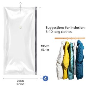 TAILI Hanging Vacuum Storage Bags 4 Pack Long and Jumbo Vacuum Storage Bags 4 Pack, Meet Variety Storage, Saving More Space