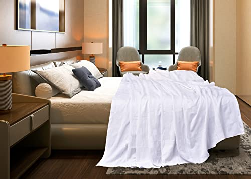 Oakias Summer Cotton Blanket Queen White – Lightweight Thermal Blanket – 350 GSM – 90 x 90 Inches – Ideal for All Seasons – Perfect for Covering Any Bed