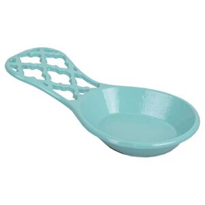 home basics lattice collection cast iron spoon rest (turquoise)