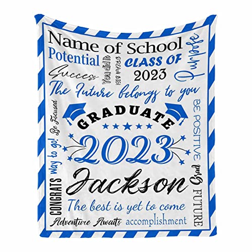 InterestPrint Custom Graduation Blanket Personalized Class of 2023 Blanket Graduation Party Supplies for Him Her Senior Graduation Gift Class of 2023 Gifts