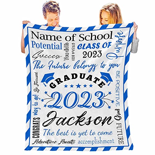 InterestPrint Custom Graduation Blanket Personalized Class of 2023 Blanket Graduation Party Supplies for Him Her Senior Graduation Gift Class of 2023 Gifts