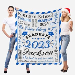 InterestPrint Custom Graduation Blanket Personalized Class of 2023 Blanket Graduation Party Supplies for Him Her Senior Graduation Gift Class of 2023 Gifts