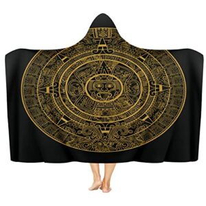 maya aztec calendar hoodie blanket wearable throw blankets warm air-conditioning quilt for baby kids adults 51x59in