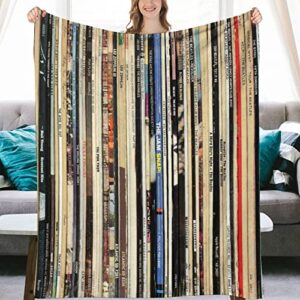 classic rock vinyl records flannel fleece throw blankets 50"x40" lightweight fluffy winter fall blanket cozy soft fuzzy plush home decor for couch bed sofa bedroom living room travel