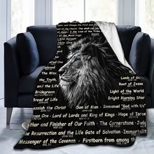 bible verse blanket christian gifts (50x40inch)- religious throw blanket soft lightweight cozy plush warm lion blankets for women men