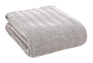 glamburg 100% soft and breathable cotton thermal blanket twin charcoal - perfect for layering any bed for all season