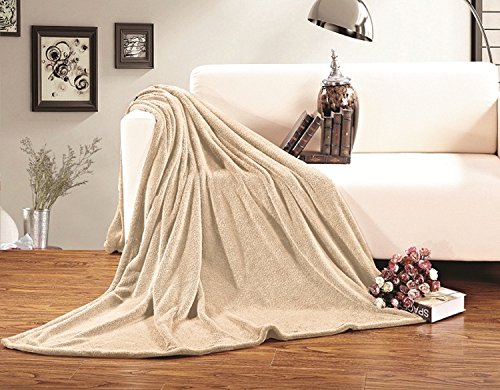 Elegant Comfort Luxury Velvety Softness Fuzzy Plush Micro-Velour Ultra-Soft Blanket, King/California King, Cream-Beige