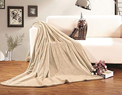 Elegant Comfort Luxury Velvety Softness Fuzzy Plush Micro-Velour Ultra-Soft Blanket, King/California King, Cream-Beige