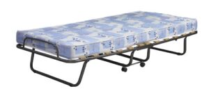 linon multi-colored mattress roma folding bed, cot, blue and white