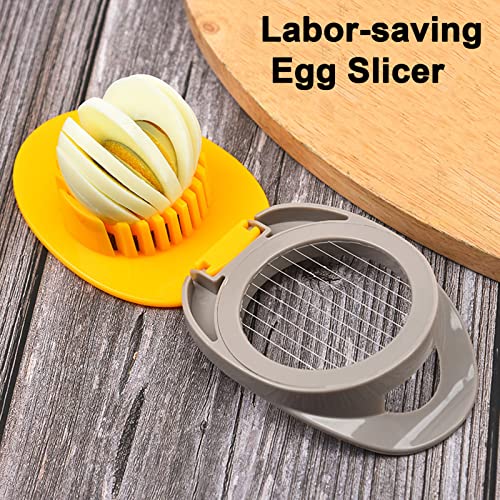 Egg Slicer for Hard Boiled Eggs, Egg Cutter Strawberry Slicer, Heavy Duty Stainless Steel Wire Egg Cutter for Hard Boiled Eggs/Soft Fruits/Butter/Mushroom by Meboltpan (Yellow)