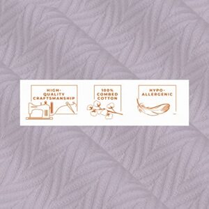 Kotton Culture Knitted Geometric Herringbone Pattern Handwoven Blanket 100% Long Staple Cotton - Soft & Cozy All-Season Throw for Bed Couch Chair Outdoors (Twin/Twin XL, Lilac)