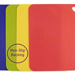 Dexas Heavy Duty Grippmat Flexible Cutting Board Set of Four, 11.5 x 14 inches, Blue, Green, Yellow and Red,6554PK