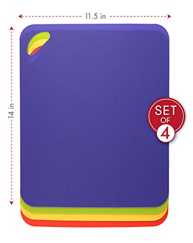 Dexas Heavy Duty Grippmat Flexible Cutting Board Set of Four, 11.5 x 14 inches, Blue, Green, Yellow and Red,6554PK