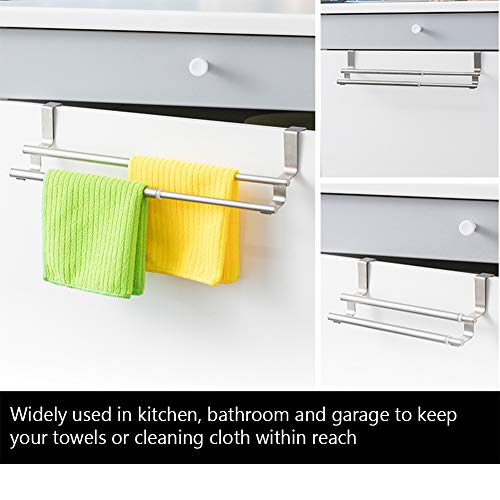 Adjustable Length Towel Rack Expandable Double Layers Towel Holder Stainless Steel Towel Hanger for Cabinet Cupboard