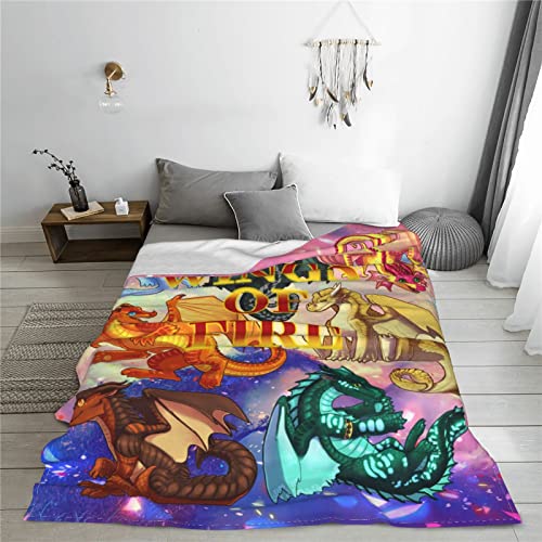 Sdyiohk Fantasy Novel Fire Dragon Cartoon Blanket – Personalized Print Throw Blanket – Cozy Soft Blanket for Provide Warm – 50"X60"