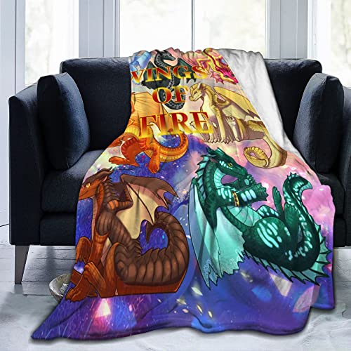 Sdyiohk Fantasy Novel Fire Dragon Cartoon Blanket – Personalized Print Throw Blanket – Cozy Soft Blanket for Provide Warm – 50"X60"