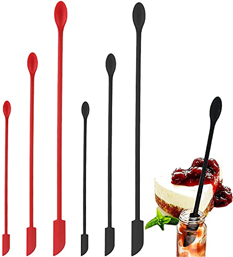 Mini Spatula Silicone, 6 PCS Jar Spatula Last Drop Small Spatulas, Reusable Double-ended Tiny Silicone Spoon Spatula for Kitchen and Beauty