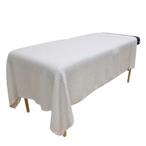 body linen waffle weave massage table blankets - soft and stylish 50/50 polyester-cotton blend - 66 by 90 inches -available in white, natural and gray - 1 pack white
