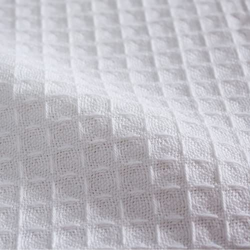 Body Linen Waffle Weave Massage Table Blankets - Soft and Stylish 50/50 Polyester-Cotton Blend - 66 by 90 inches -Available in White, Natural and Gray - 1 Pack White