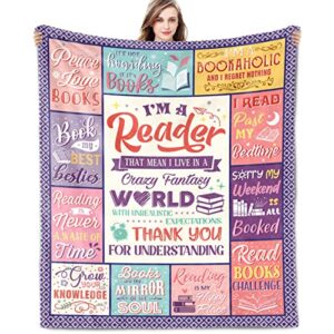 Book Lovers Gifts for Women Gifts for Book Lovers Book Accessories for Reading Lovers Gifts for Readers Gifts for People Who Like to Read Bookish Gifts for Mothers Day Throw Blanket 60x50 Inch