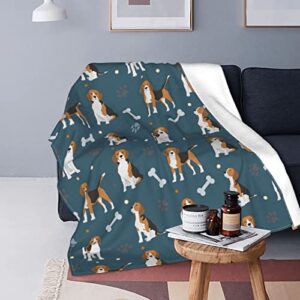 cute beagle blanket cozy soft throw blanket for couch sofa bedding living room, warm plush flannel blankets for boys girls men women 50"x40"