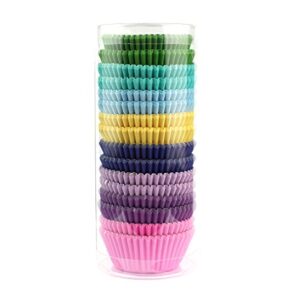 xlloest mini cupcake liners muffin wrappers rainbow bright baking cups paper, 400 pack