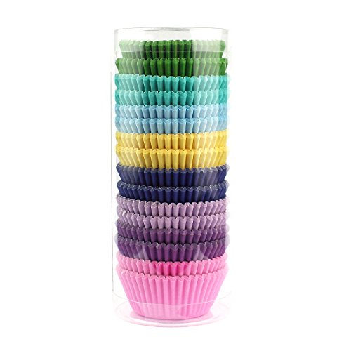 Xlloest Mini Cupcake Liners Muffin Wrappers Rainbow Bright Baking Cups Paper, 400 Pack