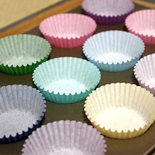 Xlloest Mini Cupcake Liners Muffin Wrappers Rainbow Bright Baking Cups Paper, 400 Pack