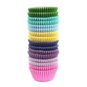 Xlloest Mini Cupcake Liners Muffin Wrappers Rainbow Bright Baking Cups Paper, 400 Pack