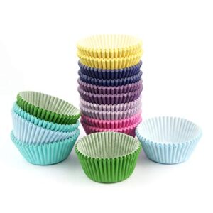 Xlloest Mini Cupcake Liners Muffin Wrappers Rainbow Bright Baking Cups Paper, 400 Pack