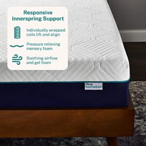 Sleep Innovations Hudson Hybrid 12 Inch Cooling Gel Memory Foam and Innerspring Mattress with Cool Touch Quilted Cover, Queen Size, Bed in a Box, Medium Support