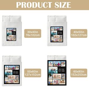 PIROPIZ Custom Blankets with Photos Text Personalized Photo Blankets Customized Throw Blanket for Men Women Birthday Housewarming Gifts