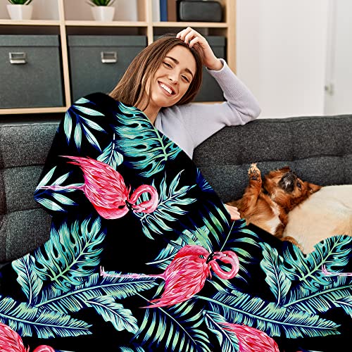 Ptvaivi Plush Fleece Flannel Blankets, Super Soft Lightweight Throw Blanket 50x60 Inch Warm Cozy Blanket for Travel Camping Car (Pink Flamingo)