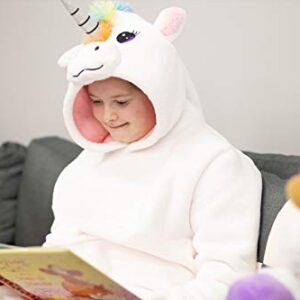 Plushible Blanket Hoodie for Kids - Unicorn Hooded Sweatshirt Blankets for Girls, Toddler and Teen - Comfy and Cozy Sherpa Lined Oversized Wearable Animal Hoodies - Adult and Children