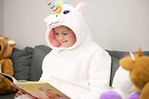 Plushible Blanket Hoodie for Kids - Unicorn Hooded Sweatshirt Blankets for Girls, Toddler and Teen - Comfy and Cozy Sherpa Lined Oversized Wearable Animal Hoodies - Adult and Children