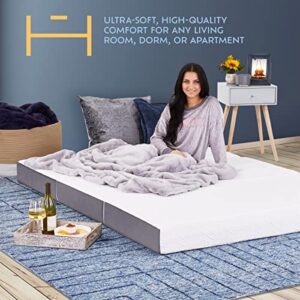 Heyward Luxury 6” Memory Foam Trifold Mattress | Queen, Portable Space Saver, Firm, CertiPUR-US Certified | Washable Bamboo Jacquard Ventilated Material w/Non-Slip Base | 78”L x 58”W x 6”H