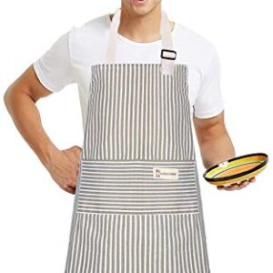 Lofekea Aprons 2 Pack Adjustable Bib Aprons with 2 Pockets Cotton Linen Cooking Kitchen Chef Apron for Women and Men