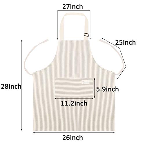 Lofekea Aprons 2 Pack Adjustable Bib Aprons with 2 Pockets Cotton Linen Cooking Kitchen Chef Apron for Women and Men