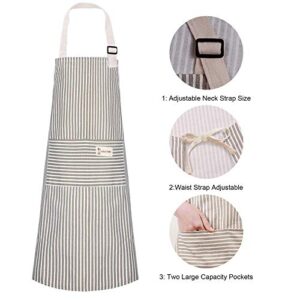 Lofekea Aprons 2 Pack Adjustable Bib Aprons with 2 Pockets Cotton Linen Cooking Kitchen Chef Apron for Women and Men