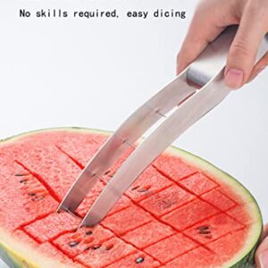 TBESTOACC Watermelon Slicer, 304 Stainless Steel Watermelon Cutter, Quickly Safe Fruit Cutter, Slicer Carving Tools for Kitchen (silver)