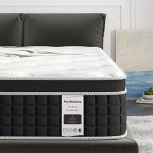 martisiluna queen mattress, 10.5 inch hybrid gel memory foam mattress in a box, individually wrapped pocket coil innerspring for pressure relief&cooler sleeping,certipur-us certified |10-year support