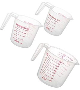 millie plastic measuring cup set,3pcs bpa free plastic clear heat-resistant with angled grip and spout stackable liquid measuring cup for kitchen use
