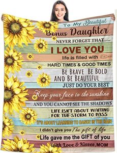 osam space bonus daughter gifts from mom, mothers day blanket gifts for bonus daughter sunflower blankets, stepdaughter birthday gifts from stepmom, graduation/birthday for her 60" x 50"