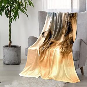 Lightweight Fleece Blanket for Sofa,Forest Foggy Winter Wolf,Soft Blanket and Throw Blankets for Bed Couch