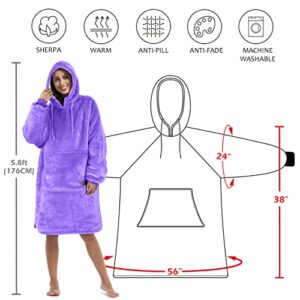 Tirrinia Hoodie Blanket, Wearable Sherpa Blankets, Sweatshirt Dress Cozy Soft Warm Plush Hooded Blanket Gift for Adults Junior Women and Men